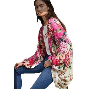 Anthropologie Floreat Field of Flowers Modal Kimono One Size